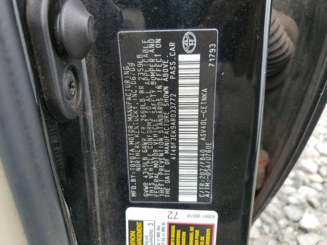 4T4BF3EK9AR033772 - 2010 TOYOTA CAMRY BASE BLACK photo 12
