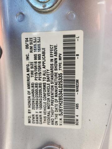5J6YH28534L025335 - 2004 HONDA ELEMENT EX SILVER photo 12
