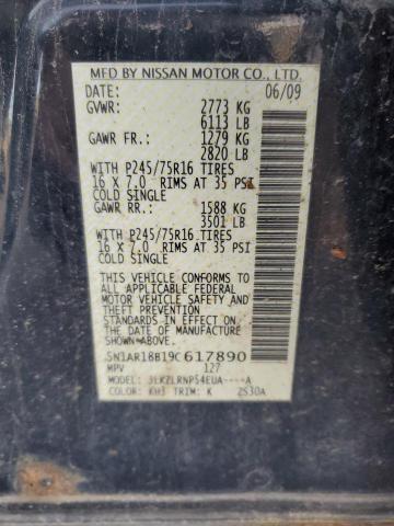 5N1AR18B19C617890 - 2009 NISSAN PATHFINDER S BLACK photo 13