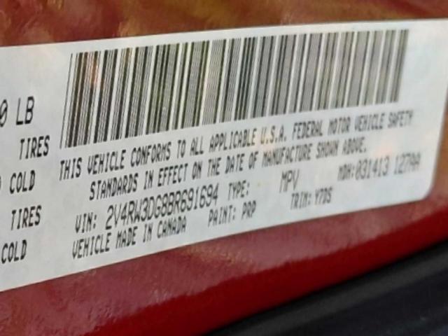 2V4RW3DG8BR691694 - 2011 VOLKSWAGEN ROUTAN SE Բորդո լուսանկար 10