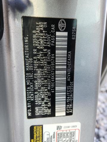4T1BE46K67U595784 - 2007 TOYOTA CAMRY CE Silber Foto 12