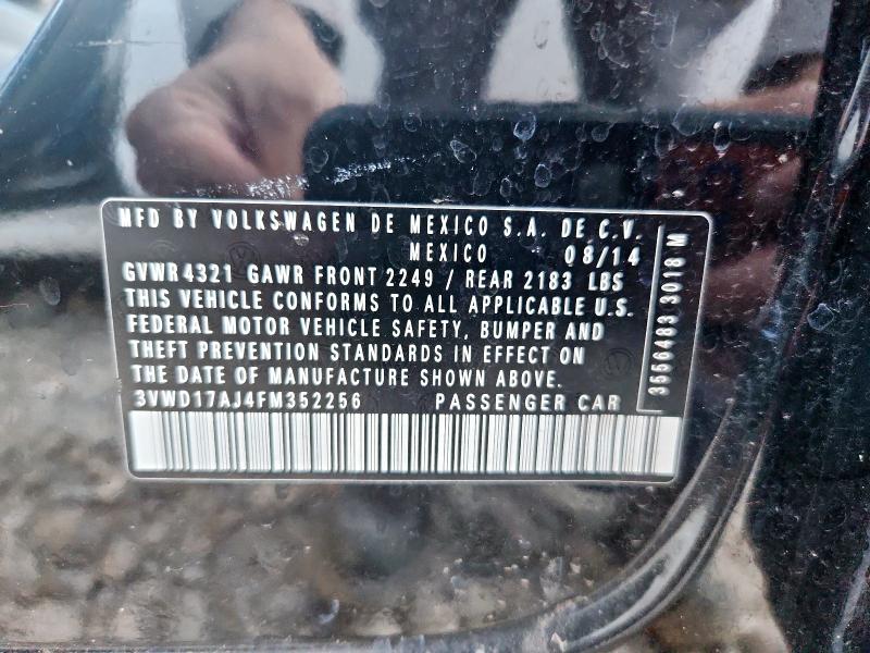 3VWD17AJ4FM352256 - 2015 VOLKSWAGEN JETTA SE შავი ფოტო 12