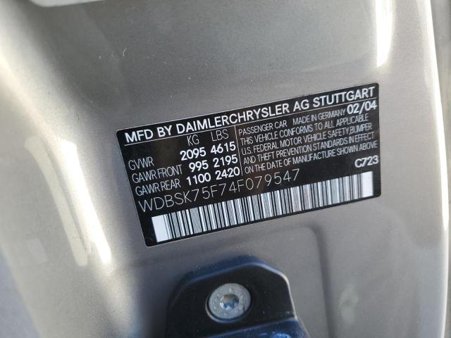 WDBSK75F74F079547 - 2004 MERCEDES-BENZ SL 500 ვერცხლისფერი ფოტო 13