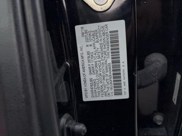 19UUB3F60KA004055 - 2019 ACURA TLX TECHNOLOGY BLACK photo 10