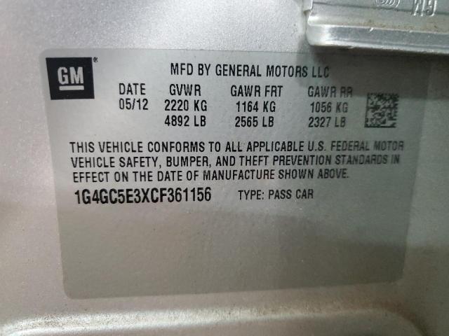 1G4GC5E3XCF361156 - 2012 BUICK LACROSSE Gümüş foto 12