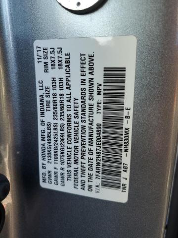 7FARW2H87JE004890 - 2018 HONDA CR-V EXL Plata foto 14