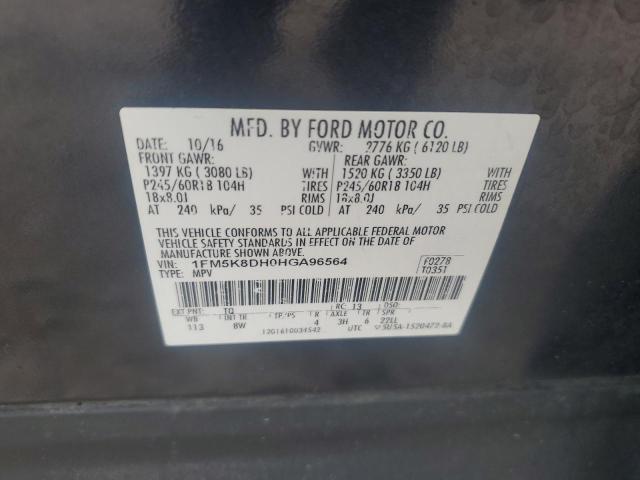 1FM5K8DH0HGA96564 - 2017 FORD EXPLORER XLT Mavi foto 13