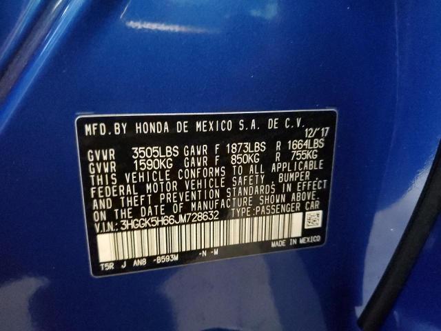 3HGGK5H66JM728632 - 2018 HONDA FIT SPORT Mavi foto 13