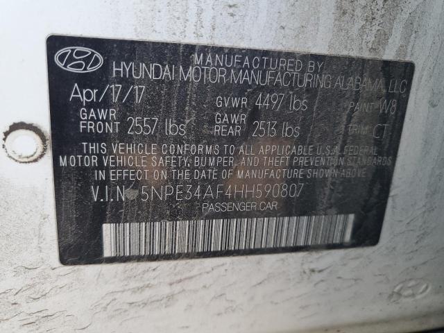 5NPE34AF4HH590807 - 2017 HYUNDAI SONATA SPORT WHITE photo 12