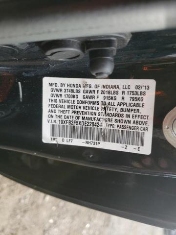 19XFB2F5XDE220424 - 2013 HONDA CIVIC LX შავი ფოტო 12