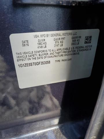 1G1ZE5ST0GF353058 - 2016 CHEVROLET MALIBU LT BLUE photo 12