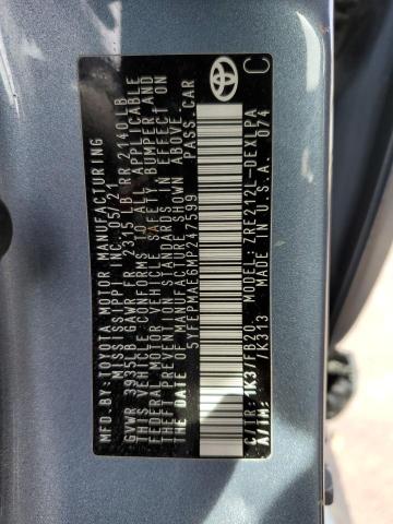 5YFEPMAE6MP247599 - 2021 TOYOTA COROLLA LE GRAY photo 12