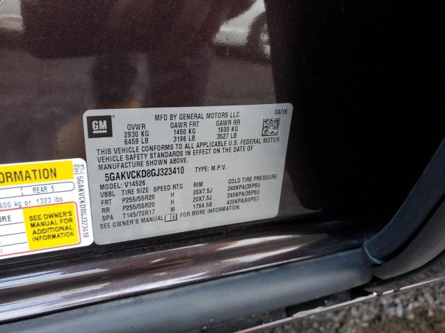 5GAKVCKD8GJ323410 - 2016 BUICK ENCLAVE BURGUNDY photo 13