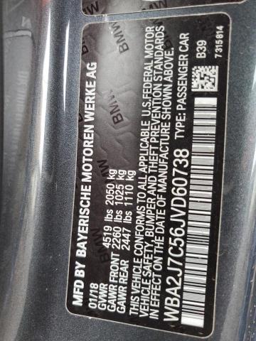 WBA2J7C56JVD60738 - 2018 BMW M240XI CHARCOAL photo 13