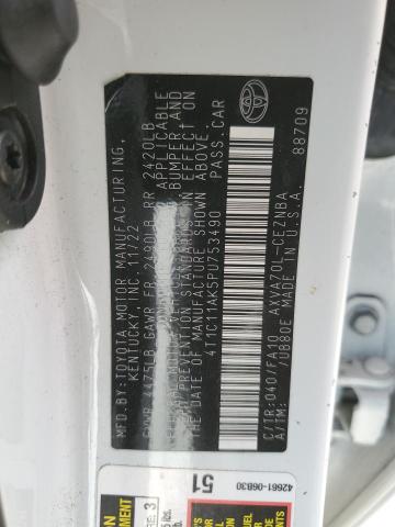 4T1C11AK5PU753490 - 2023 TOYOTA CAMRY LE WHITE photo 13