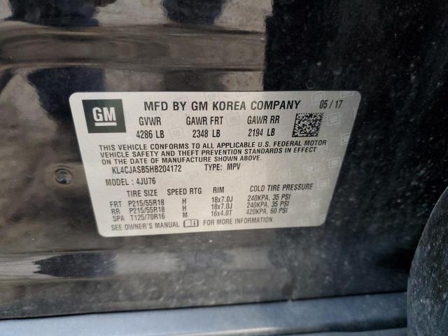 KL4CJASB5HB204172 - 2017 BUICK ENCORE PREFERRED BLACK photo 13