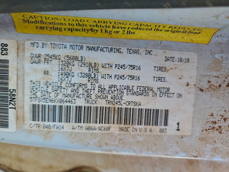 5TFSX5EN6KX064463 - 2019 TOYOTA TACOMA ACCESS CAB Ağ foto 12