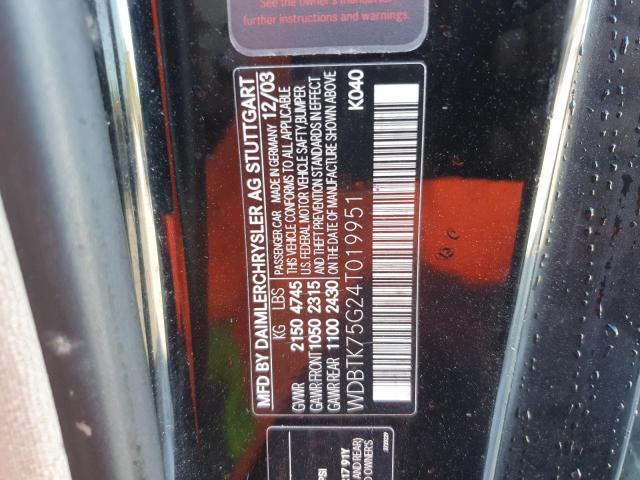 WDBTK75G24T019951 - 2004 MERCEDES-BENZ CLK 500 BLACK photo 13