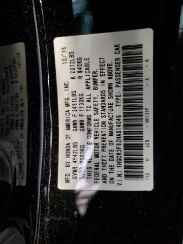 1HGCR3F92HA014046 - 2017 HONDA ACCORD TOURING შავი ფოტო 13