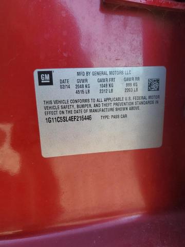 1G11C5SL4EF216446 - 2014 CHEVROLET MALIBU 1LT RED photo 12