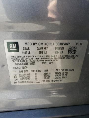KL4CJGSB9EB781592 - 2014 BUICK ENCORE GRAY photo 13