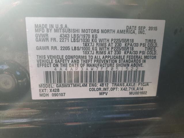 4A4AP3AW7FE051522 - 2015 MITSUBISHI OUTLANDER ES BLACK photo 13