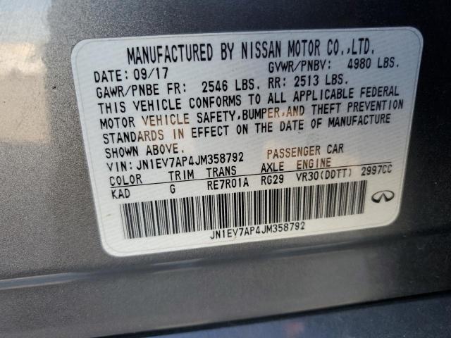 JN1EV7AP4JM358792 - 2018 INFINITI Q50 LUXE GRAY photo 12