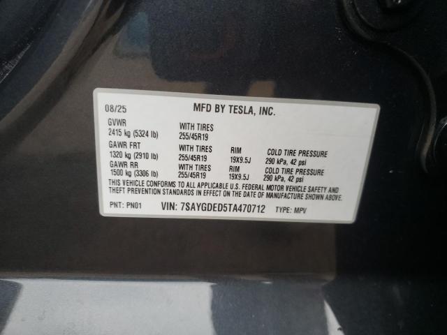 7SAYGDED5TA470712 - 2026 TESLA MODEL Y GRAY photo 13