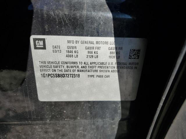 1G1PC5SB8D7272318 - 2013 CHEVROLET CRUZE LT 黑色 照片 12