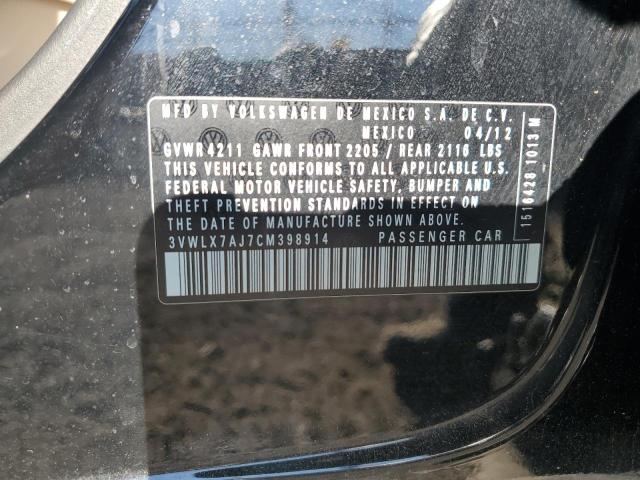 3VWLX7AJ7CM398914 - 2012 VOLKSWAGEN JETTA SEL BLACK photo 12