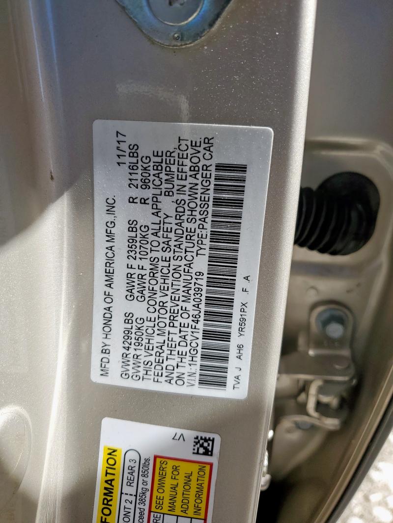 1HGCV1F46JA039719 - 2018 HONDA ACCORD EX TAN photo 13