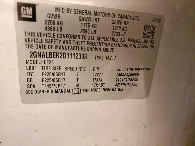 2GNALBEK2D1112303 - 2013 CHEVROLET EQUINOX LS 银色 照片 13