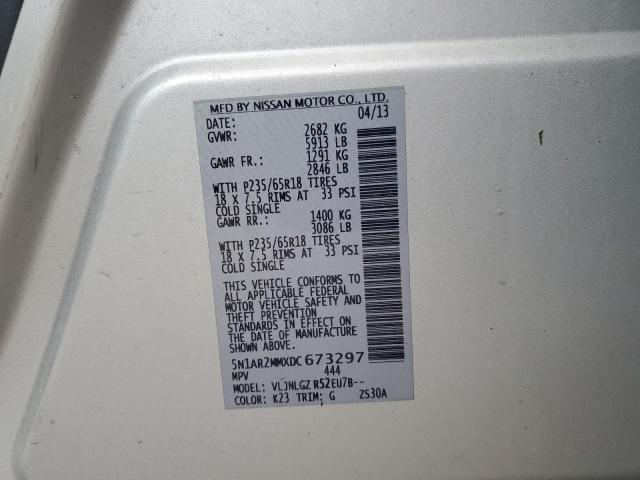 5N1AR2MMXDC673297 - 2013 NISSAN PATHFINDER S فضي صورة 13