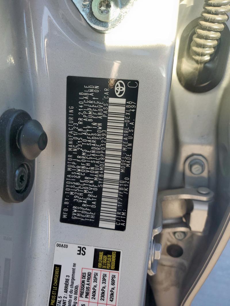 5YFB4MDE8PP012293 - 2023 TOYOTA COROLLA LE Silber Foto 12