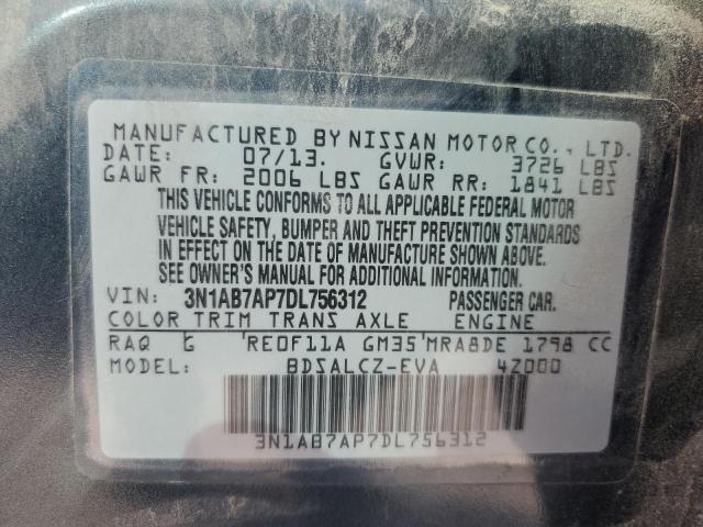 3N1AB7AP7DL756312 - 2013 NISSAN SENTRA S BLUE photo 12