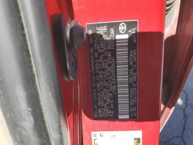 JTDBL40E299059241 - 2009 TOYOTA COROLLA BASE RED photo 12