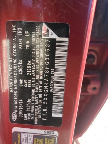 5XXGN4A78FG366377 - 2015 KIA OPTIMA EX RED photo 13