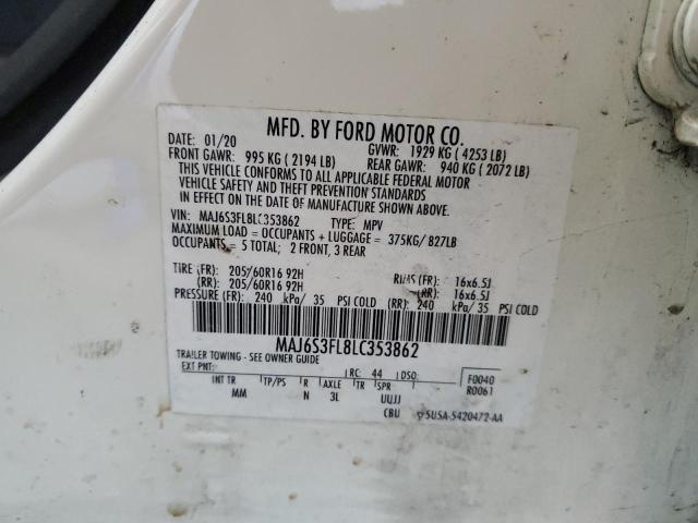 MAJ6S3FL8LC353862 - 2020 FORD ECOSPORT S თეთრი ფოტო 14