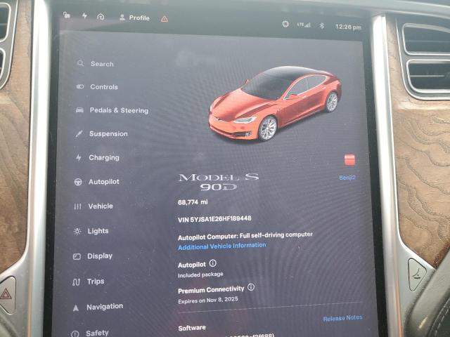 5YJSA1E26HF189448 - 2017 TESLA MODEL S Կարմիր լուսանկար 9