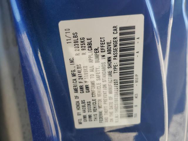 1HGCS1B82BA007207 - 2011 HONDA ACCORD EXL BLUE photo 12