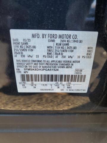 1FMSK8DH3PGA51524 - 2023 FORD EXPLORER XLT GRAY photo 13