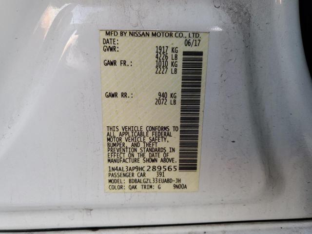 1N4AL3AP9HC289565 - 2017 NISSAN ALTIMA 2.5 WHITE photo 12