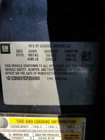 1G1ZD5E07CF259080 - 2012 CHEVROLET MALIBU 2LT Mavi foto 12