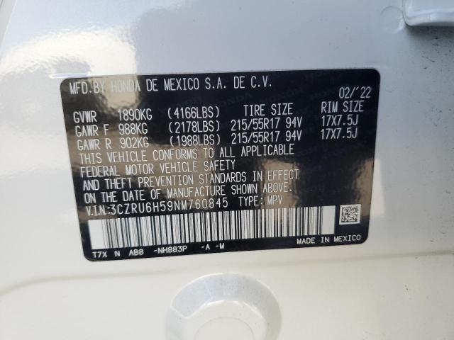 3CZRU6H59NM760845 - 2022 HONDA HR-V EX WHITE photo 13