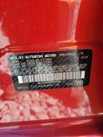 ML32AUHJ4RH008131 - 2024 MITSUBISHI MIRAGE ES წითელი ფოტო 12