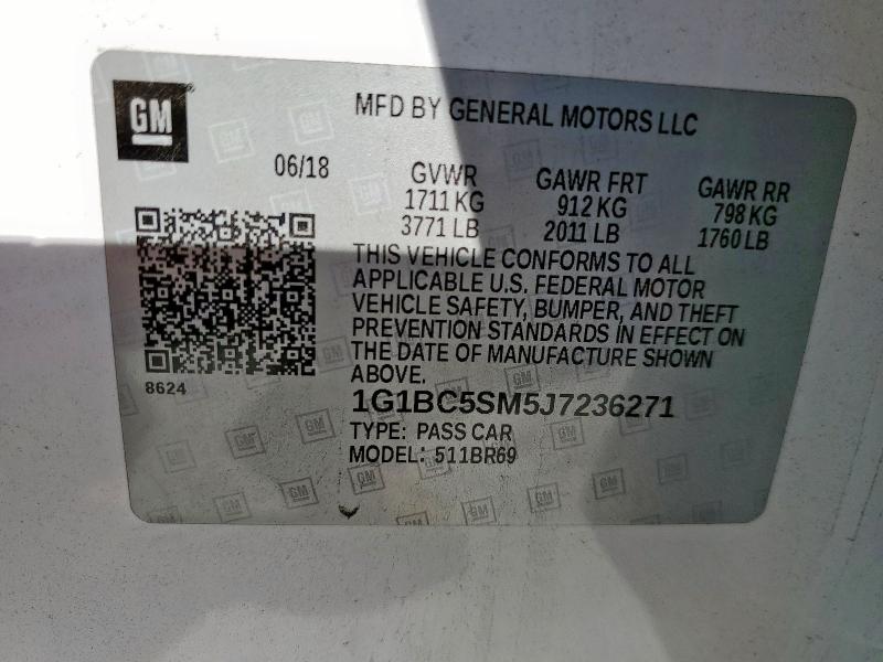 1G1BC5SM5J7236271 - 2018 CHEVROLET CRUZE LS 白色 照片 13