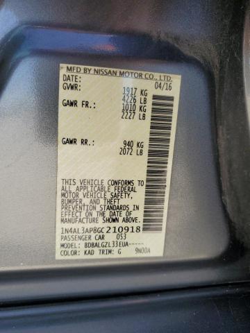 1N4AL3AP8GC210918 - 2016 NISSAN ALTIMA 2.5 Boz foto 12