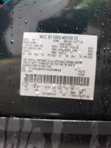 1FM5K8D81GGB08624 - 2016 FORD EXPLORER XLT GREEN photo 13