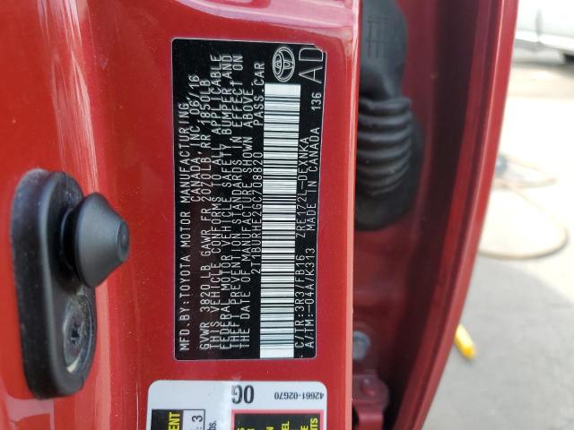 2T1BURHE2GC708820 - 2016 TOYOTA COROLLA L Qırmızı foto 12