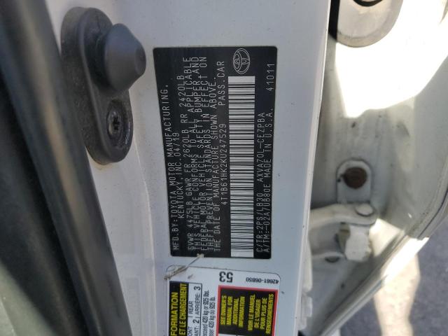 4T1B61HK2KU247529 - 2019 TOYOTA CAMRY XSE 白色 照片 13